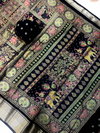 Tew Soft Bleck Dola Silk Kalamkari Design Sarees